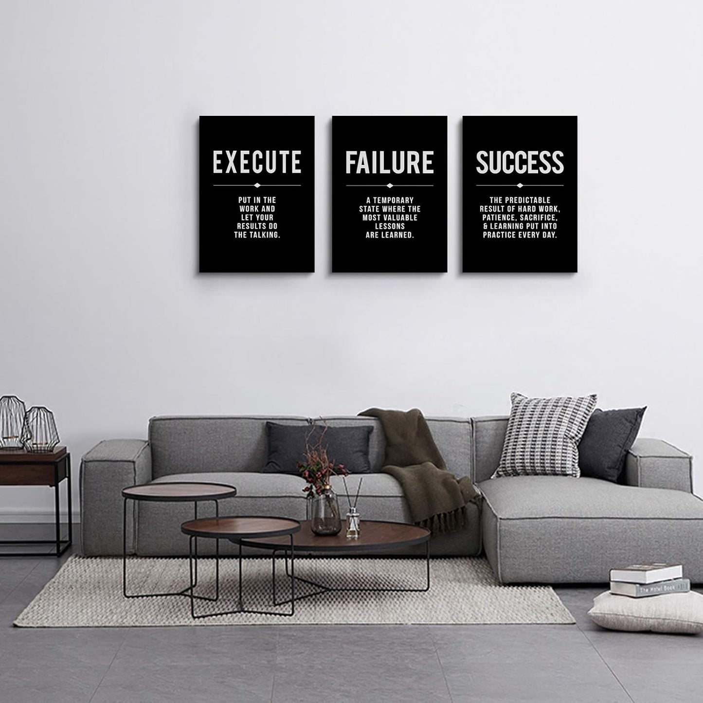 Inspirational Canvas Painting Wall Art -EPHANY ART,Mindset Quotes Prints, Success Framed Entrepreneur Poster Positive Quotes Wall Poster for Home Office Workplace (M-3pcs,12x16inchx3pcs)