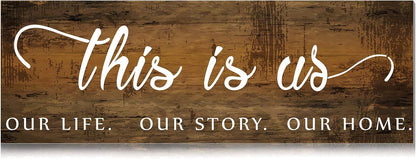 Jetec This Is Us Wall Sign Wooden Family Wall Plaques Inspiration Sign Farmhouse Entryway Rustic Plaques Art with Quotes for Living Room Bedroom Christmas Decorations(Antique White)