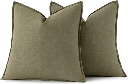 MIULEE Decorative Linen Euro Sham Pillow Covers 26x26 Cream White Boho Farmhouse Neutral Couch Throw Pillows for Bed Pack of 2 Accent Modern Pillowcase Sofa Livingroom Home Decor