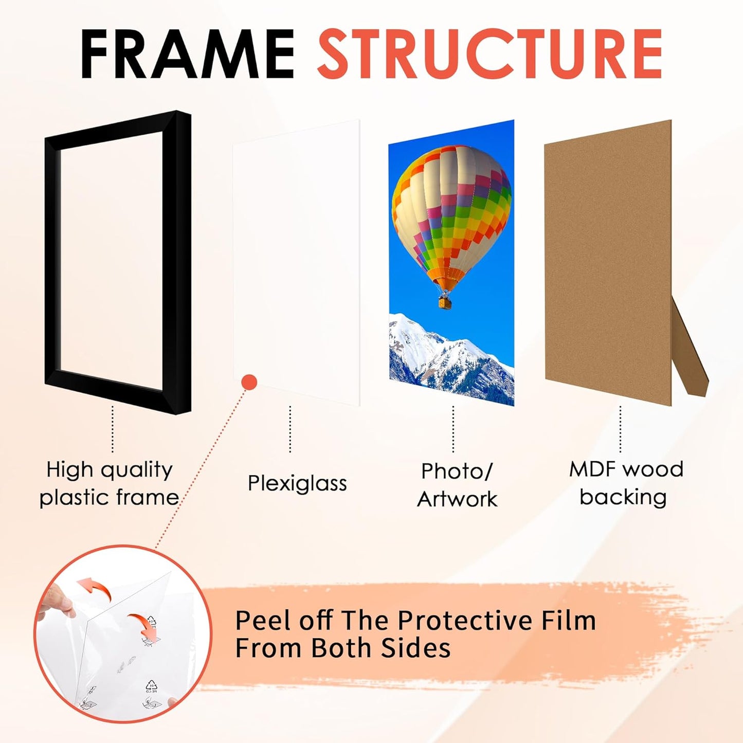 FIXSMITH 10 Pack Picture Frames Collage Wall Decor for Mounting or Tabletop Display, Gallery Wall Frame Set with Two 8x10 Black Frames, Four 5x7 Frames and Four 4x6 Frames, Multi-Pack Photo Frame Set