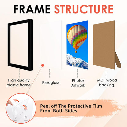 FIXSMITH 10 Pack Picture Frames Collage Wall Decor for Mounting or Tabletop Display, Gallery Wall Frame Set with Two 8x10 Black Frames, Four 5x7 Frames and Four 4x6 Frames, Multi-Pack Photo Frame Set