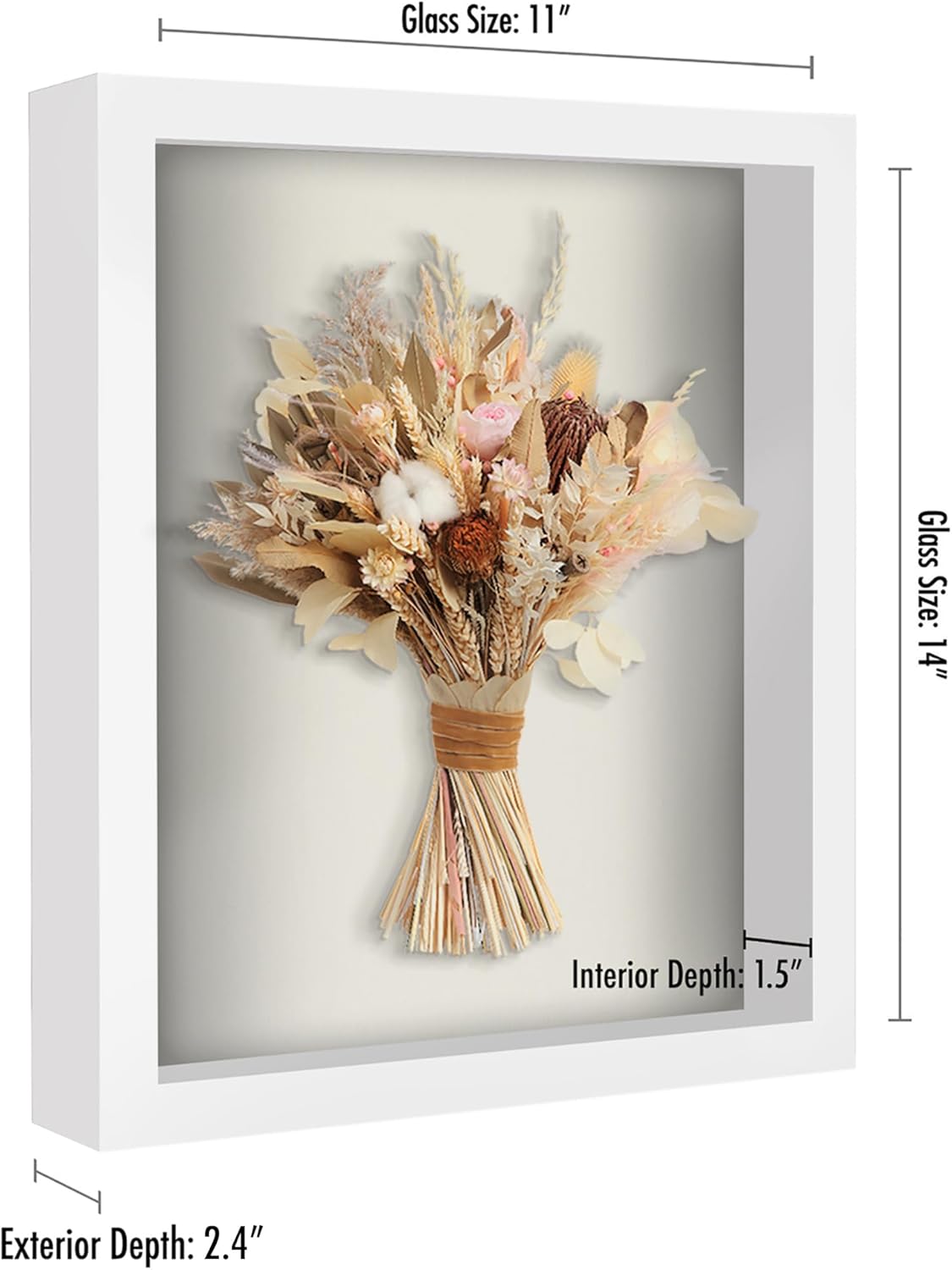 Americanflat 12x16 Shadow Box Frame with Polished Plexiglass - Silhouette Collection - Large Shadow Box Display Case for Tabletop and Wall Display - Black with Soft Felt Back