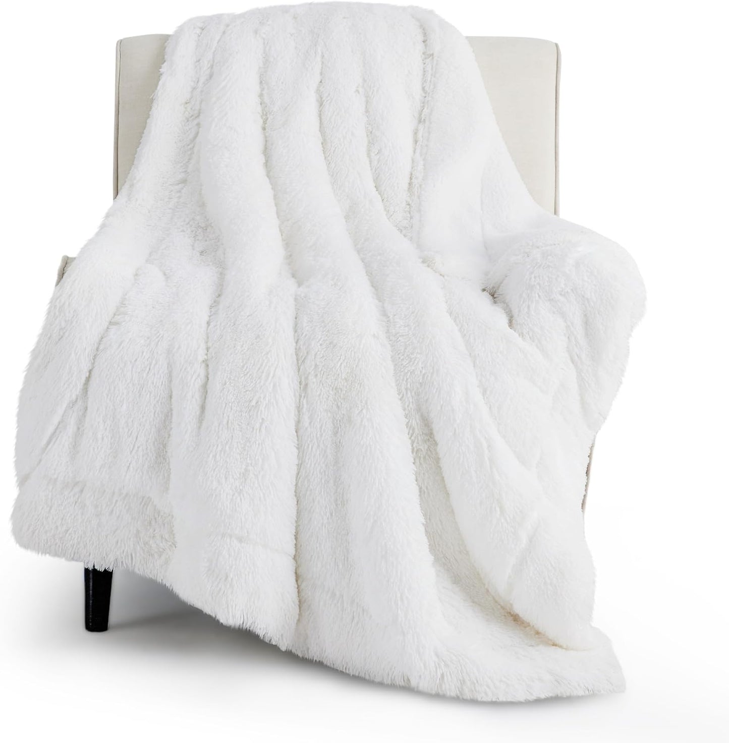 Bedsure GentleSoft Fluffy Fuzzy Faux Fur Throw Blanket for Couch, Soft Sherpa Fleece Cozy Gifts for Women, Plush Bed Blanket Room Decor for Men, Thick Warm Minky Teen Gifts Winter Bedding