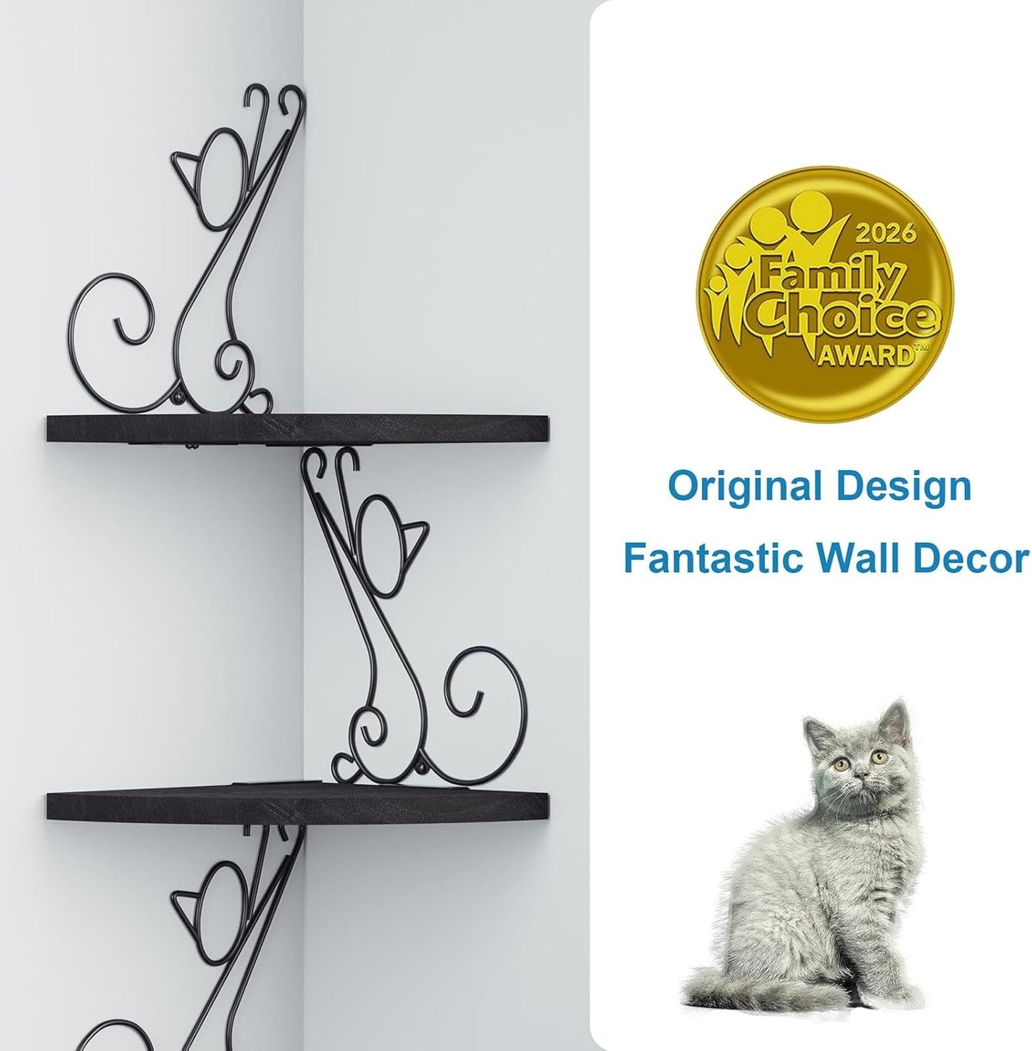 Alsonerbay Corner Shelf Wall Mount, 4 Tier Floating Shelves for Wall, Easy-to-Assemble Wall Shelves Rustic Wood Decor for Bedroom Living Room Bathroom Kitchen Office, Walnut Finish