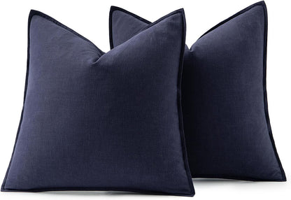 MIULEE Decorative Linen Euro Sham Pillow Covers 26x26 Cream White Boho Farmhouse Neutral Couch Throw Pillows for Bed Pack of 2 Accent Modern Pillowcase Sofa Livingroom Home Decor