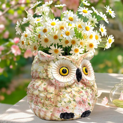 Owl Planter, Owl Succulent Pots, Funny Plant Pots Indoor/Outdoor, Decorative Garden Flower Pot, Cute Small Planters for office Home Decor, Unique Statue Figurine Gifts for Women Mother Teacher Red