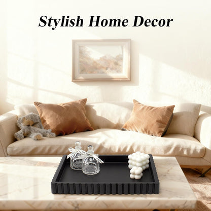 YMXYJM-Scalloped Coffee Table Tray，Ottoman Tray for Modern Home Decor. 14" Decorative Tray for Entryway Table Decor, Living Room Table Decor, Coffee Table Centerpiece - Beige Resin