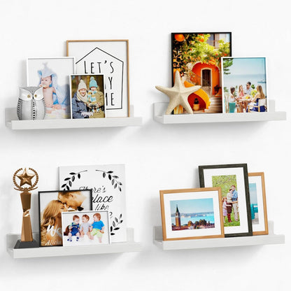 Forbena 36 Inch Floating Shelves for Wall 4-Pack, Large Nursery Book Shelves Bookshelf for Kids Bedroom, Long Picture Ledge Shelf with Lip for Living Room Photo Frames Art Display (White Solid Wood)