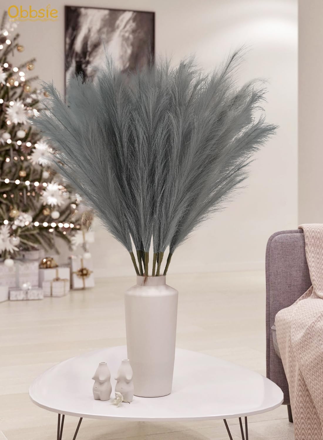 obbsie 50pcs Pink Faux Pampas Grass Decor, 21.6" Short Artificial Floral Branches Vase Filler Flower Arrangement for Home Wedding Boho Outdoor Decor