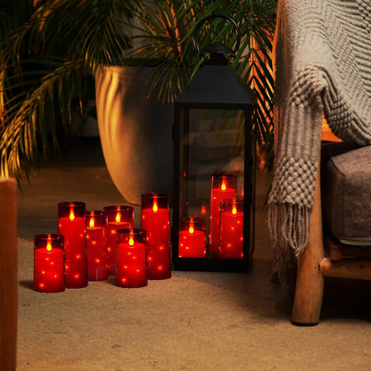 Homemory Flameless Candles with Embedded Star String Fairy Lights, Battery Operated Candles, LED Candle, Fake Candles with Remote Control and Timer for Halloween, Gray Acrylic, Set of 5(H4"5"6"8"8")