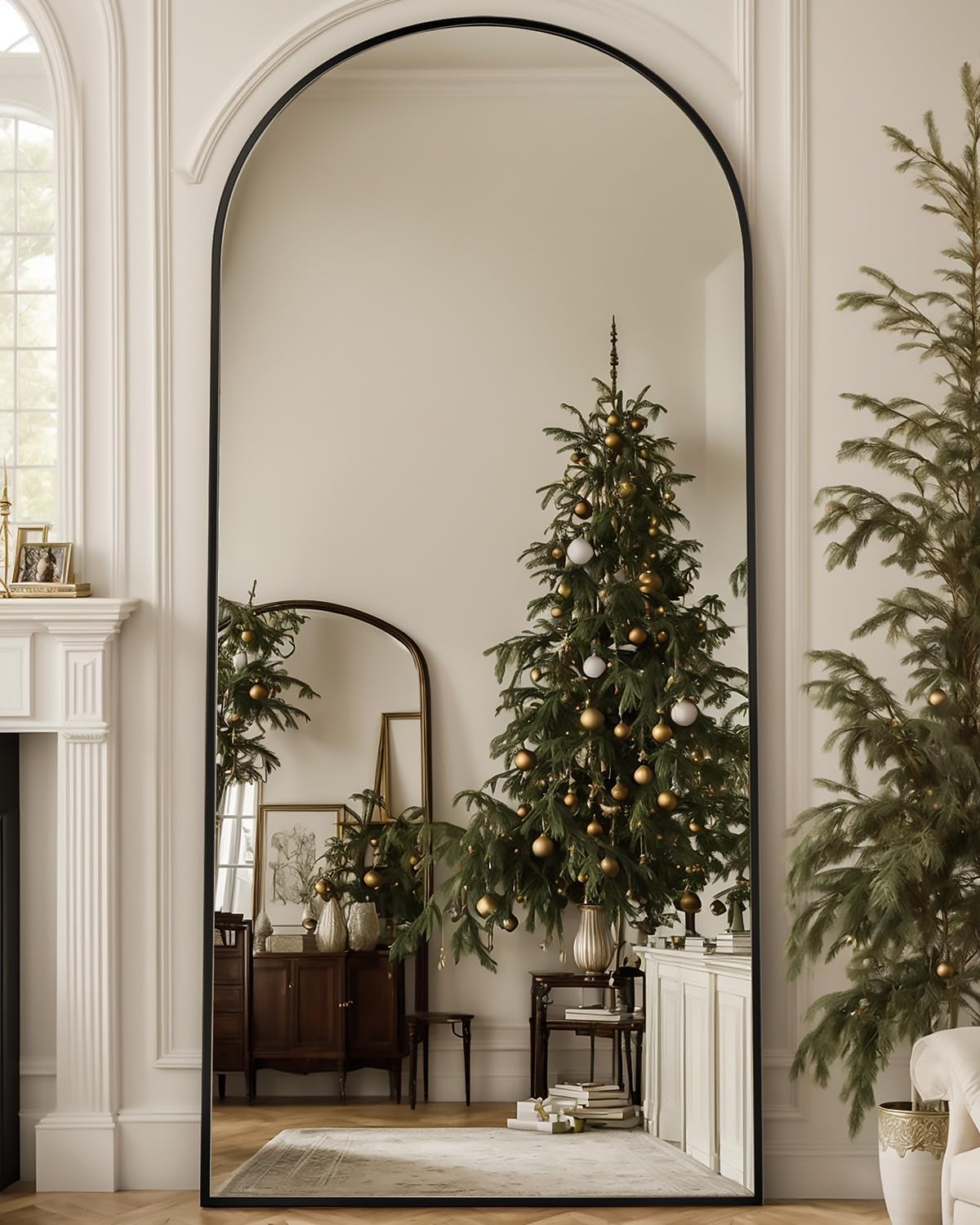 Antok 71" x28” Arched Full Length Floor Mirror, Black Aluminum Frame, Free Standing/Wall Mount/Leaning for Bedroom, Living Room, Dressing Room