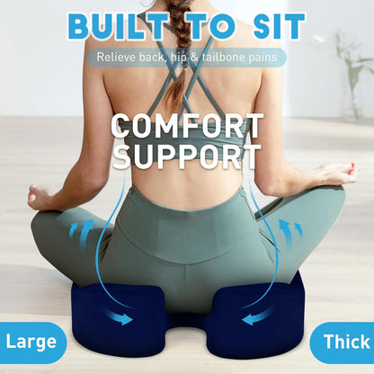 BlissTrends Seat Cushion with Velvet Cover, Thick Memory Foam Cushions for Office Chair, Car Seat, Airplane, Relieving Pressure Tailbone Sciatica Back Pain for Long Sitting, Car Drivers 4.7in Black