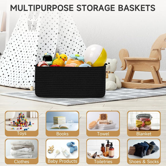3-Pack Small Storage Baskets for Organizing | Woven Shelf Toy Basket | Rope Baskets for Gifts Empty | Closet Organizer Bins with Handles | Cube Decorative Box | 11.8×7.8×5.1” | Mixed brown