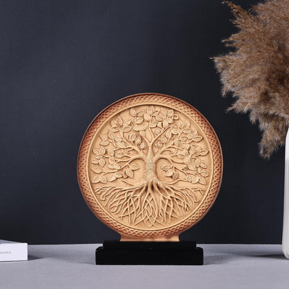 DOVDOV Abstract Circular Tree of Life Decorative Sculpture, Black and Gold Home Decor, Modern Art Home Accent Suitable for Office Shelves, Coffee Tables, and Above Cabinet Decorative Statue.