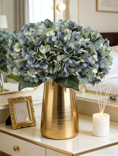 Kimura's Cabin 6pcs White Hydrangea Artificial Flowers Silk Fake Hydrangeas Faux Hydrangea Flowers with Stems for Wedding Bouquets Arrangement Home Table Centerpieces Baby Shower Party Decoration