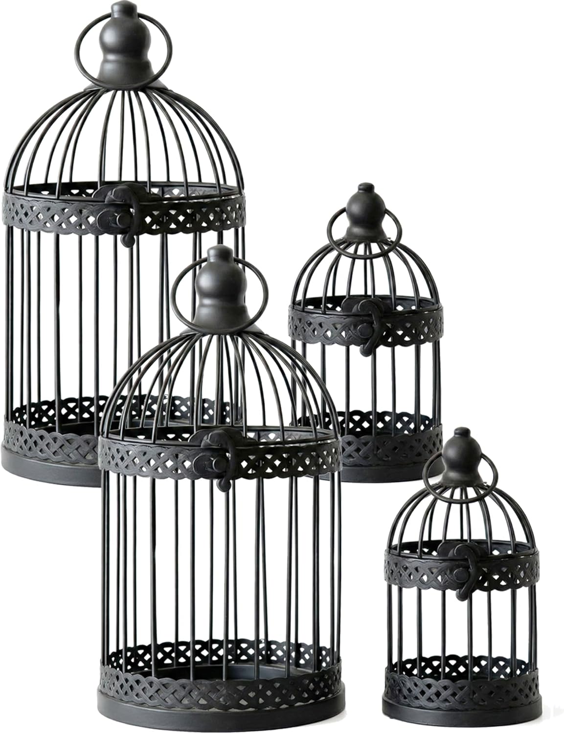 Vela Lanterns Bird Cage Decor Candle Holder Lantern Decorative Wedding Table Centerpiece Decorations, White, Small, Set of 4