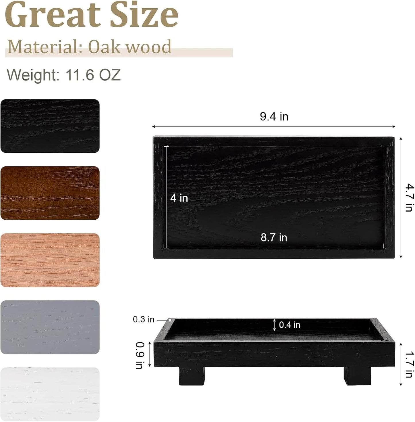 Decorative Tray Small Pedestal Stand Farmhouse Bathroom Decor Wooden Riser Display Stand for Vanity, Kitchen Countertop, Sink, 9.4 * 4.7 White