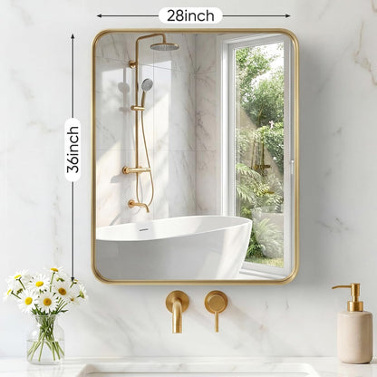 NEWBULIG Gold Round Wall Mirror 36 Inch, Bathroom Mirrors for Over Sink, Wall Decor for Bathroom, Entryway, Bedroom, Vanity