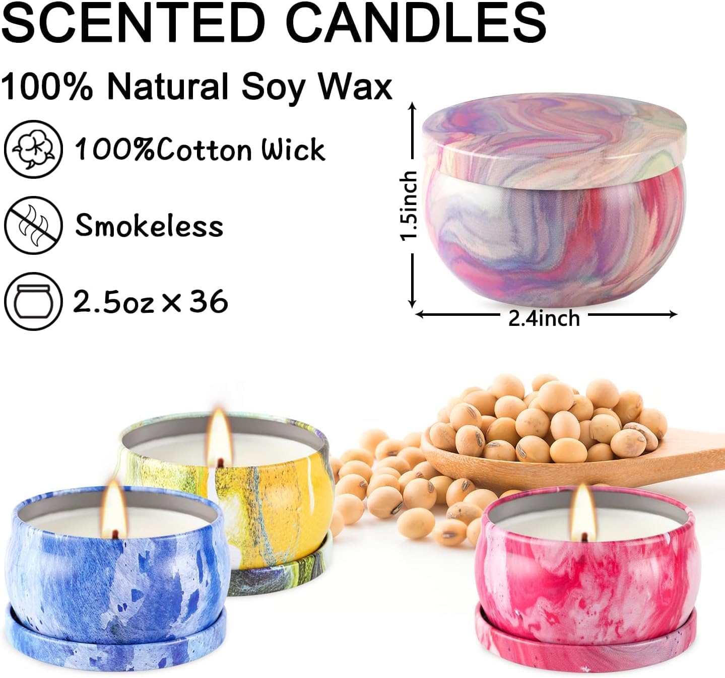 Howemon 24 Pack Scented Candles Set for Home, Relaxing Stress Relief, Aromatherapy - Natural Soy Wax and Fragrance - Gifts for Women, Mom, Best Friend, Wife, Birthday
