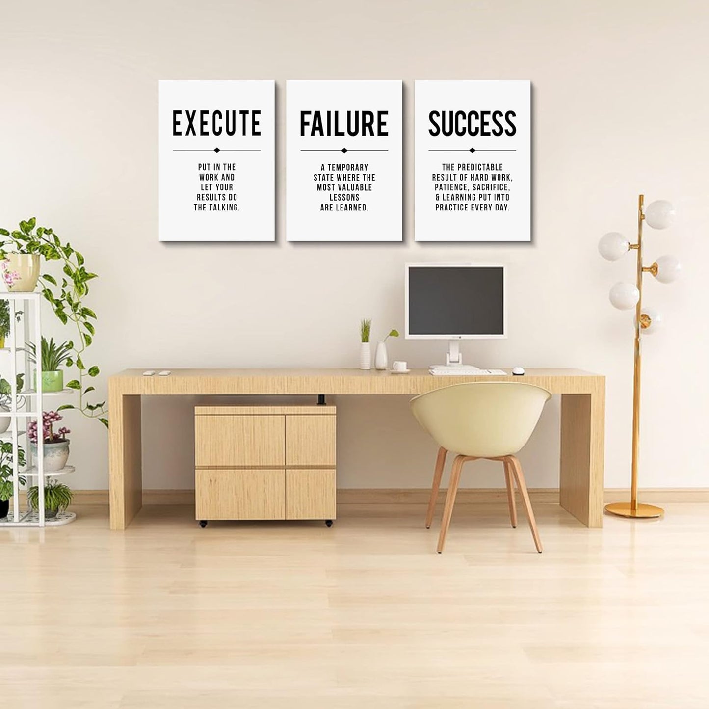 Inspirational Canvas Painting Wall Art -EPHANY ART,Mindset Quotes Prints, Success Framed Entrepreneur Poster Positive Quotes Wall Poster for Home Office Workplace (M-3pcs,12x16inchx3pcs)