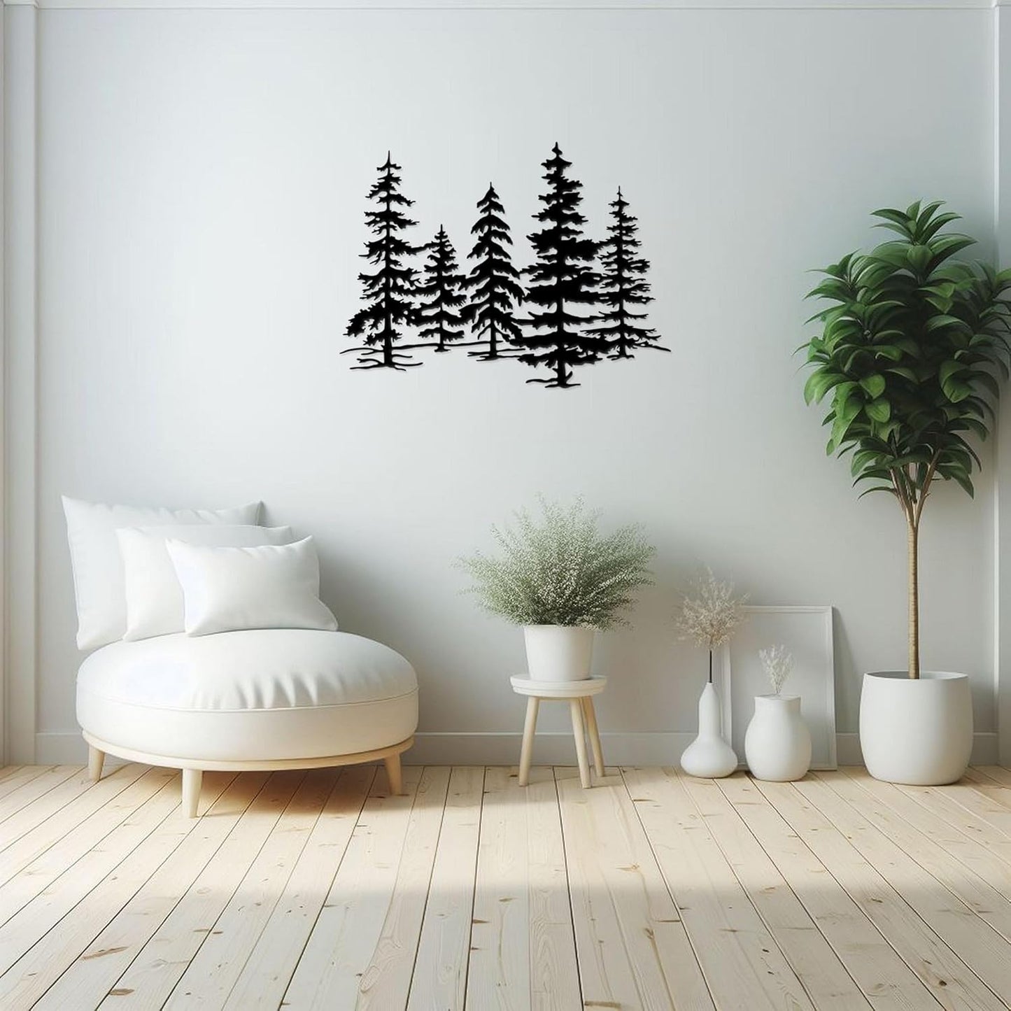 Metal Pine Tree Wall Art – Metal Tree Decor for Kitchen & Cabin, Exquisite Forest Design Home Décor, Durable and Rust-Proof（23.3 * 16.1inch）