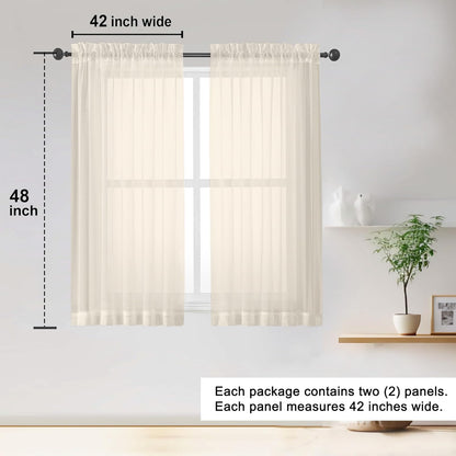 OWENIE Sheer Curtains 84 inches Long 2 Panels Set for Living Room/Bedroom, Rod Pocket Voile Sheer Panel Drapes, White, 2pcs, Each 42" W x 84" L - Colors B