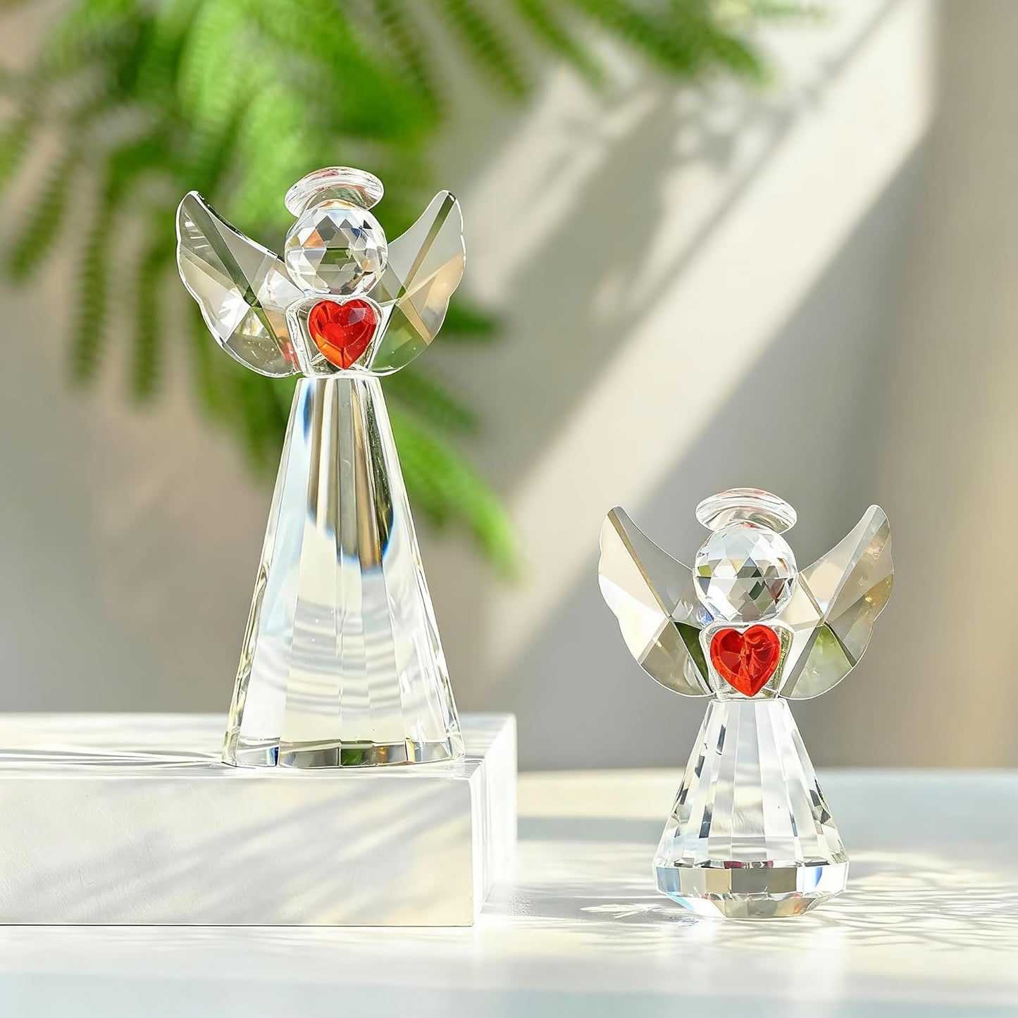 HDCRYSTALGIFTS 3.3'' Crystal Bird Figurine Collectible Art Glass Animal Figurines Table Home Decor Paperweight Valentine’s Day for Women