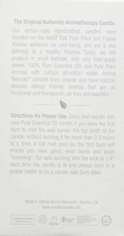 Aroma Naturals Essential Oil Tranquility Pillar Candle, 2.5" x 4", Lavender, 11 Ounce