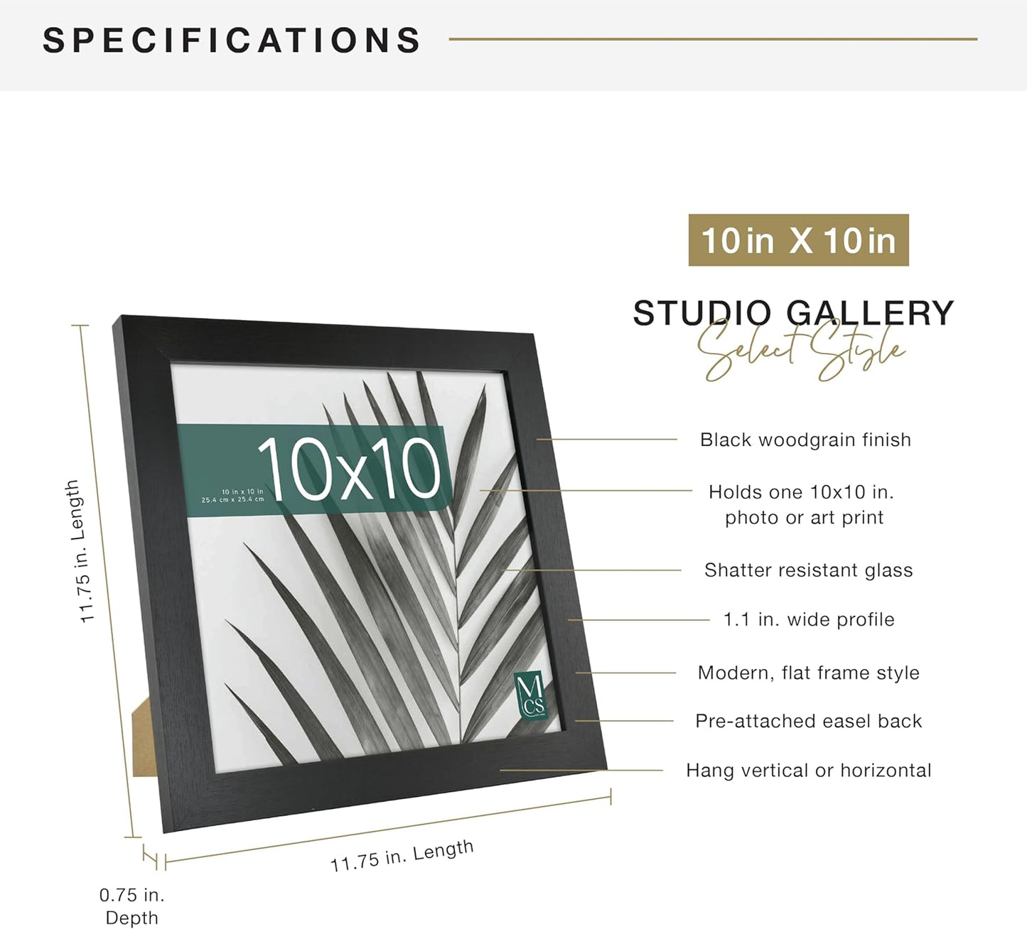 MCS Studio Gallery 16x24 Poster Frame Black Woodgrain Engineered Wood, Vertical & Horizontal Wall Hanging Large Picture Frame for Photos, Posters & Art Prints (1-Pack)
