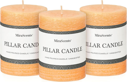 3x6 Inch Sage Green Pillar Candles Set of 3 - Unscented Spring, Long Clean Burning, Large Smokeless Dripless for Home Decor, Dinner Table, Bathroom, Rustic Decor