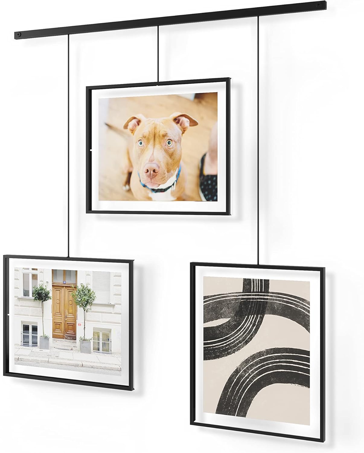 Umbra Exhibit Picture Frame Gallery Set, Adjustable Wall Collage Displays Nine Photos (Four 5x7" and Five 8x10"), Set of 9, Black