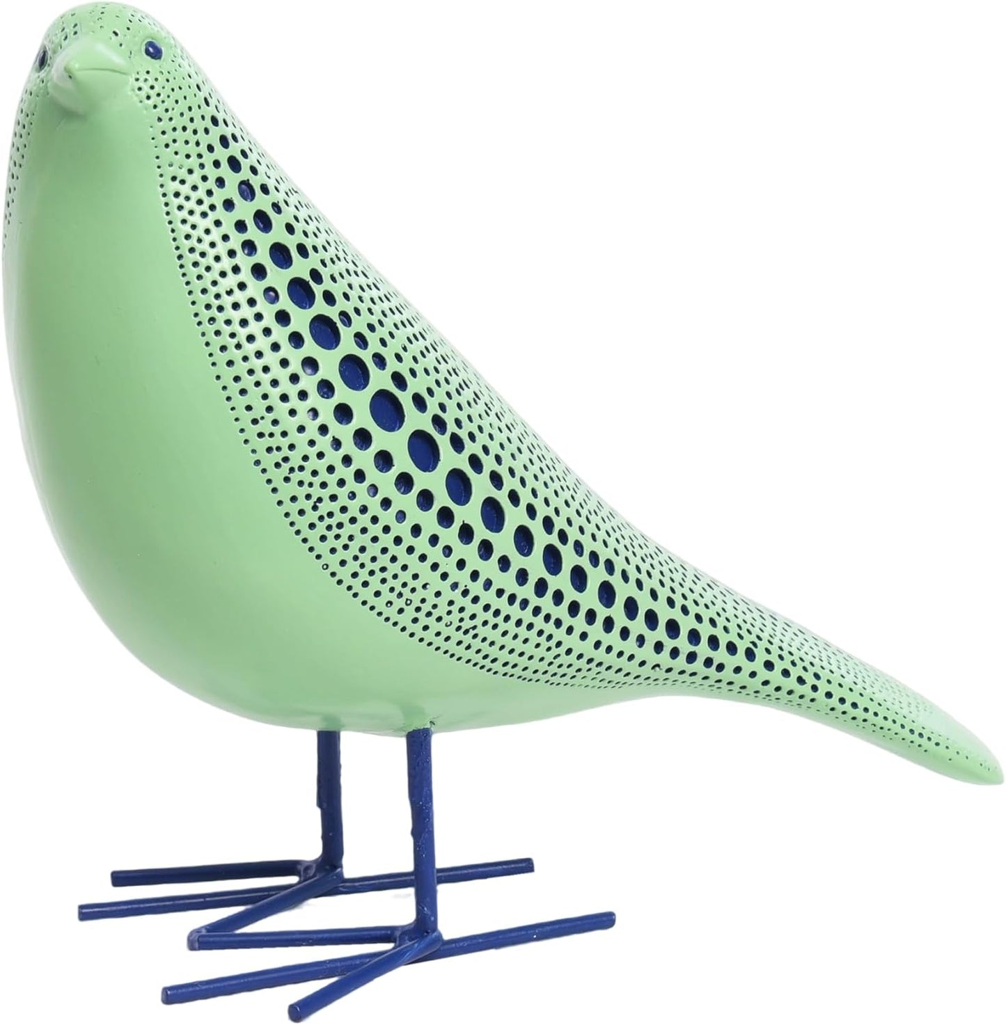 Quoowiit Bird Figurine, Modern Sculpture and Statues for Home Decor, Animal Statues for Bookshelf, Table, Entryway, Fireplace, Resin Decorative Sculpture with Chic Polka Dots Art Design (White)