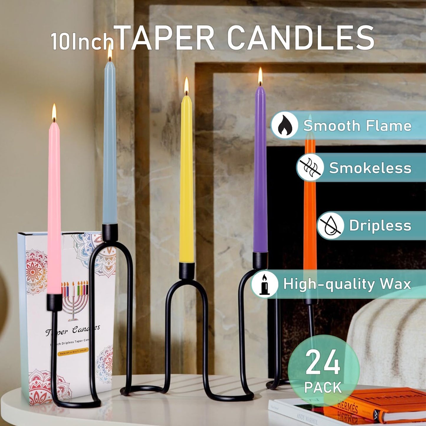 YOROXRG 40 Pack Spell Chime Candles-4 Inch Multi-Colored Taper Candles Sticks-for Home Decor Kitchen Decor Wedding Decoration-10 Colours