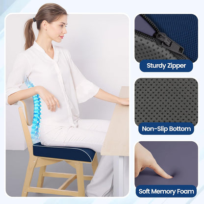 SweetSlubr Seat Cushion for Tailbone Pain Relief, Office Chair Cushion, Memory Foam Large Cushion with Non-Slip Cover for Soft Support at Office Chair, Car Seat, Airplane, Floor Pillow, Black/Large