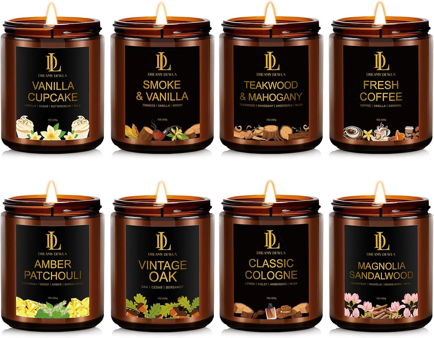 Scented Candles Set, 4 Pack Soy Candles for Home Scented, Candle Gifts for Men Women, Scents of Pineapple Cocktail/Coconut Vanilla/Pink Sands/Bahamian Breeze