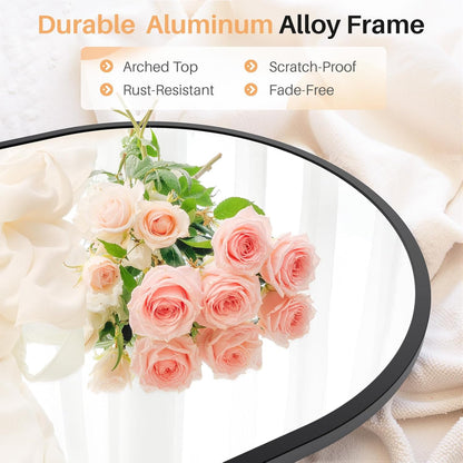 Bathroom Mirror for Wall, 24 Inch Round Mirror, Matte Black Metal Framed Circle Vanity Mirror for Bathroom Bedroom Living Room Entryway, Anti-Rust, Tempered Glass, Hanging or Leaning