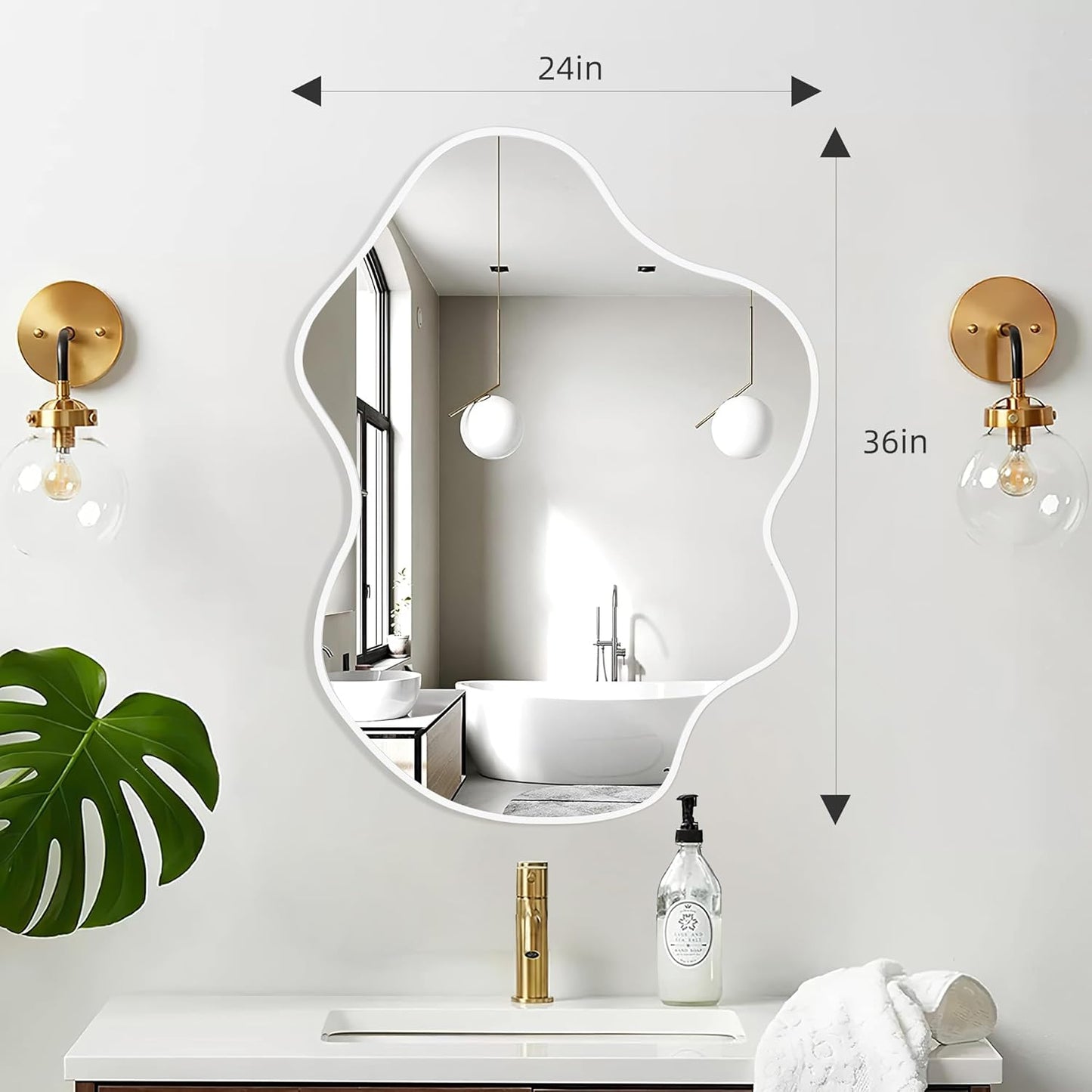 White Round Mirror 30 Inch, Circle Wall Mirrors for Bathroom, Bedroom Living Room or Entryway