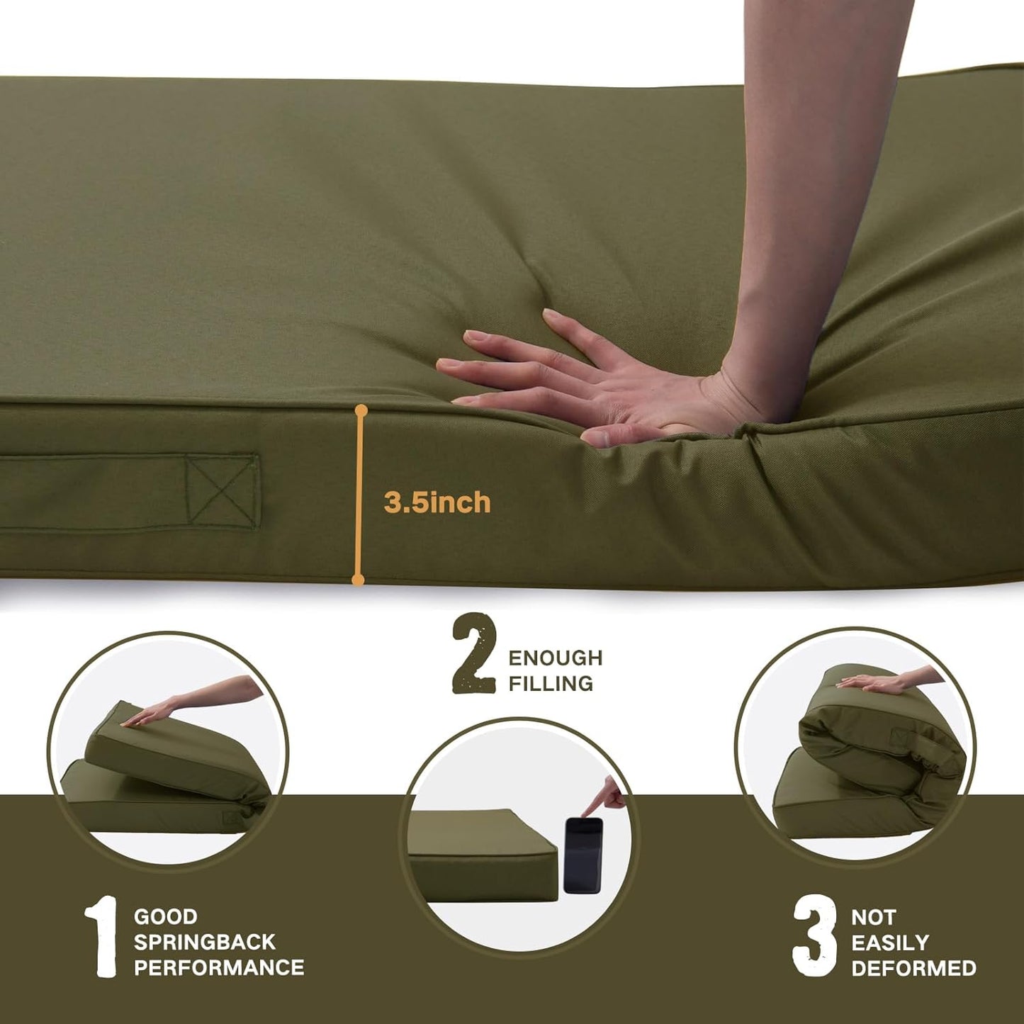 Outdoor Bench Cushion 48x18 Inch Waterproof with Memory Foam,Patio Bench Cushions for Outdoor/Indoor Furniture Porch Swing Cushion with Handle and Adjustable Strap,Navy Bule
