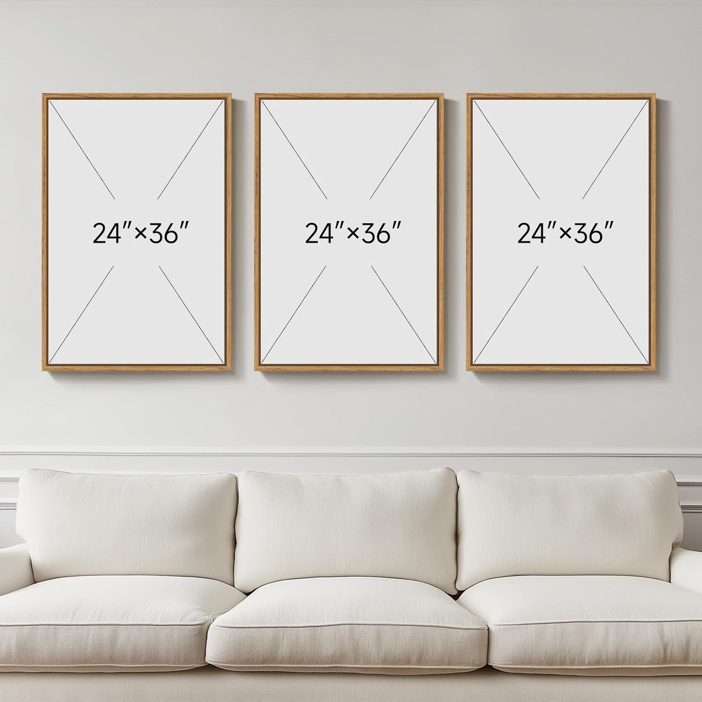 Large Framed Neutral Abstract Wall Art for Living Room, 3 Piece Modern Canvas Prints Paintings Artwork for Walls, Black and Beige Pictures for Living Room Hallway Stair Office Wall Decor 24x36 Inch
