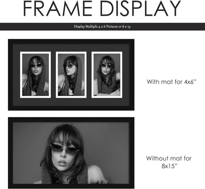 DUENPY 14x26 Collage Picture Frame 4x6 Collage Picture Frame Displays Twelve 4x6 inch Photos Available Horizontal Wall Mounting Display and Vertical Black - Colors A