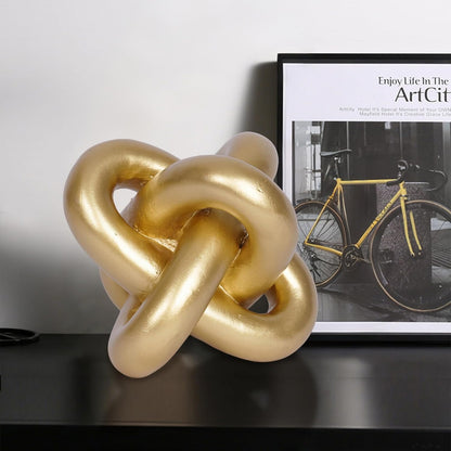Modern Geometric Round Sculpture Gold Knot Statue Decor Tabletop Sculpture and Figurines Round Decorative Ornaments Knick Knacks Home Decor for Shelves Coffee Table Bookshelf Decoration Gifts