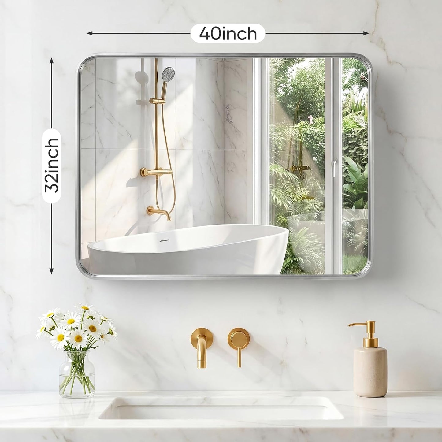 NEWBULIG Gold Round Wall Mirror 36 Inch, Bathroom Mirrors for Over Sink, Wall Decor for Bathroom, Entryway, Bedroom, Vanity