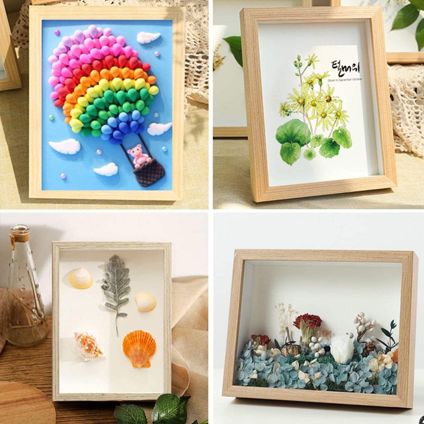 8x8 Shadow Box Frame Display Case with Letter Stickers, 3D Picture Frame, Display Case Box for Memorabilia, Baby Items, Wedding Memories, Crafts, Tickets and Photos (White, 8x8)