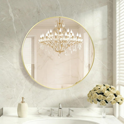 OLIXIS Arched Bathroom Mirror for Over Sink, 34x32 Inch Wall Mirror Arched Rounded Rectangle, Modern Wall Mount Vanity Mirror with Matte Metal Deep Framed, for Home Decor, Living Room, Black