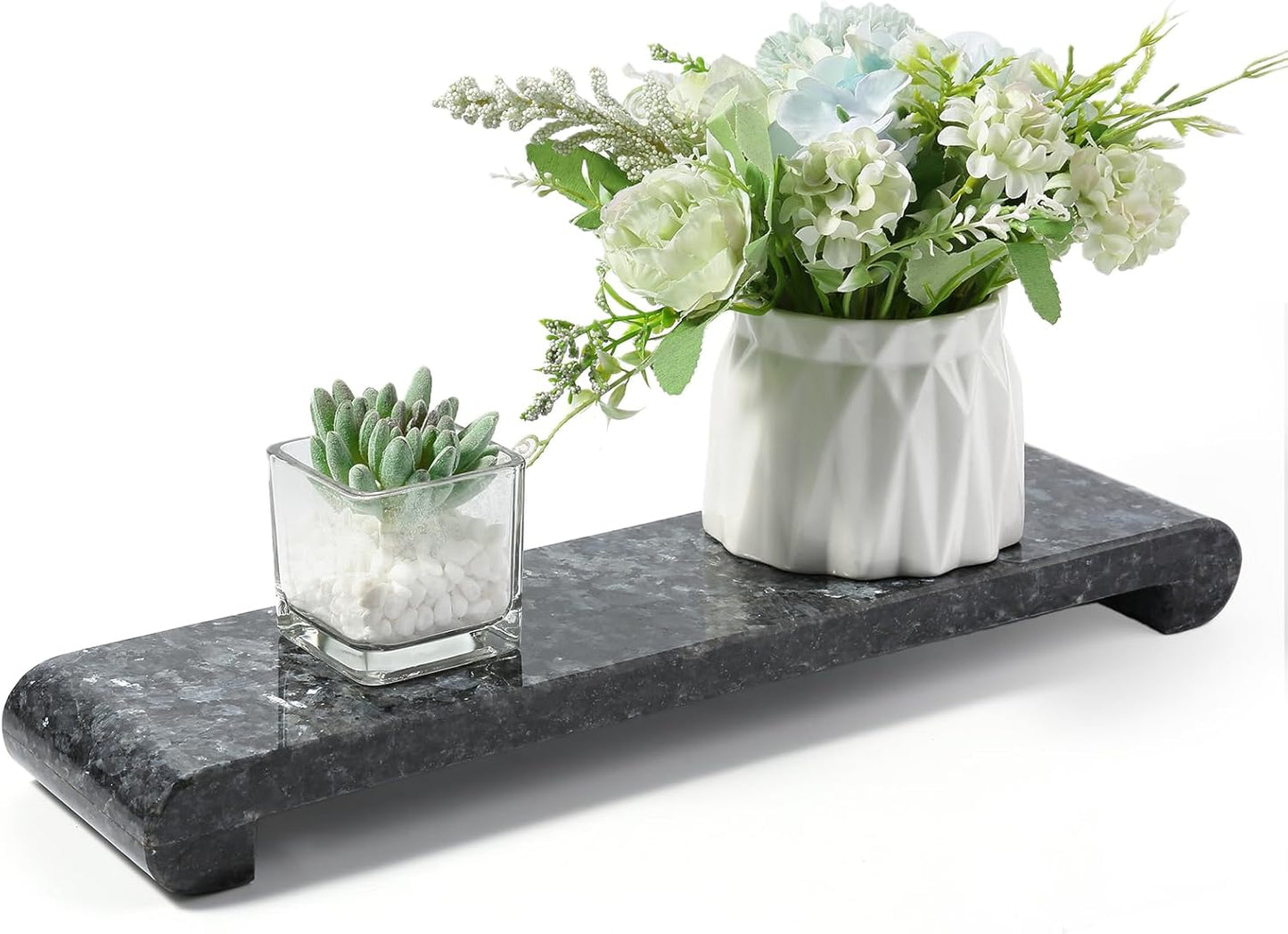 Natural Marble Tray Marble Pedestal Stand for Kitchen Counter, Bathroom, Home Decor, Small Plant Tray 4.02" x 15.98" Soap Dish Holder for Jewelry, Vanity, Counter Luxury Decorative Tray (Kashmir Gold)