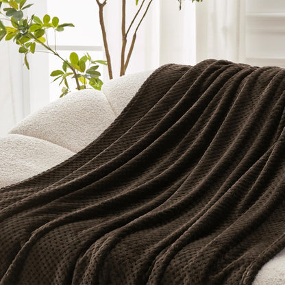 Exclusivo Mezcla Fleece Throw Blanket Extra Large, Super Soft and Warm Blankets for Couch, Sofa and Bed Waffle Textured, Cozy, Fuzzy and Lightweight (Slate Blue, 50x70 Inches)