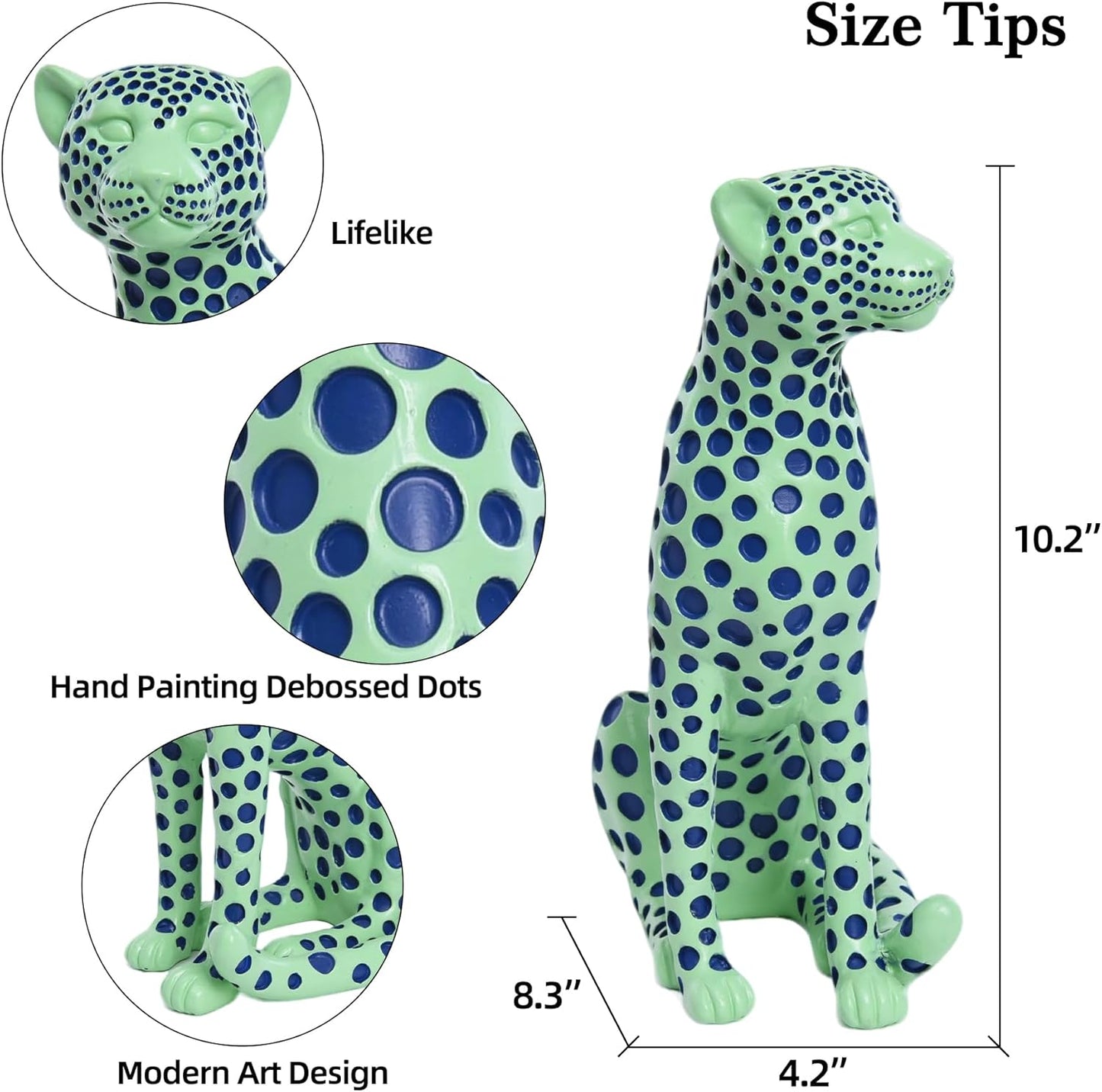 Quoowiit Bird Figurine, Modern Sculpture and Statues for Home Decor, Animal Statues for Bookshelf, Table, Entryway, Fireplace, Resin Decorative Sculpture with Chic Polka Dots Art Design (White)