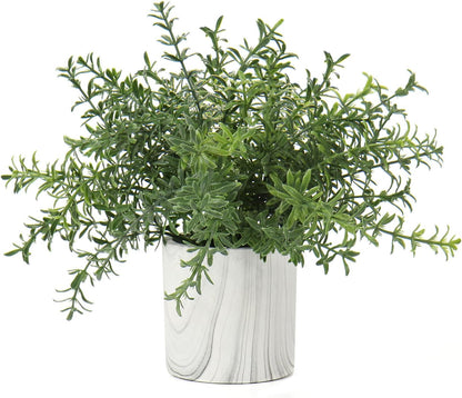 Hollyone Mini Artificial Potted Plants Fake Plants in Marble Pots, 1Pcs Plastic Eucalyptus Greenery Faux Plants for Home Office Desk Room Centerpiece Shelf Décor