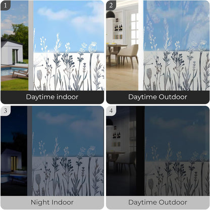ADD.HERES Window Privacy Film,Colorful Floral Window Stickers,Removable DIY Bouquet Static Clings, Decals for Home School Office Party Supplies, Wildflower Reverie‌, 17.5 x 78.7 in