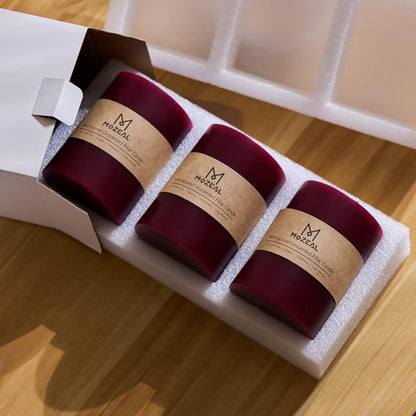 MOZEAL 3" x 4" Hand-Poured Unscented Candle,Dripless Pillar Candle Set of 3,Long Clean Burning,Approx 72 Hours Burn Time,Rustic Country Style,Wedding,Dinner,Christmas and Home Decor,White